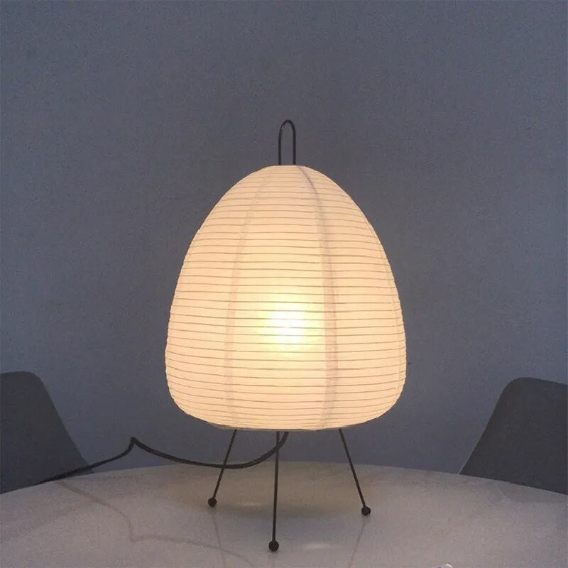 Asian Style Rice Paper Table Light Warm Glow Lamp