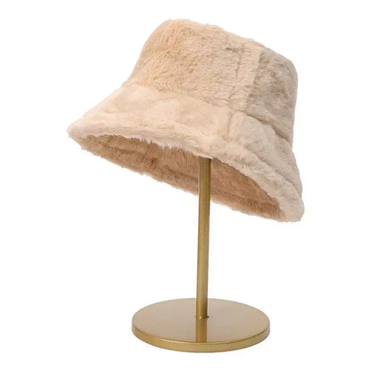 Warmer Winter-Bucket-Hat aus Kunstpelz für Damen