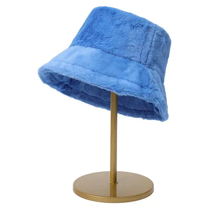 Warmer Winter-Bucket-Hat aus Kunstpelz für Damen