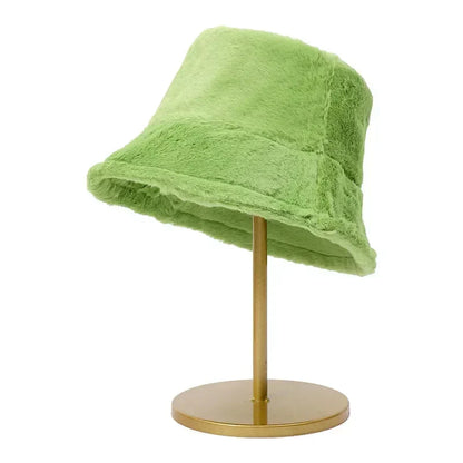 Warmer Winter-Bucket-Hat aus Kunstpelz für Damen