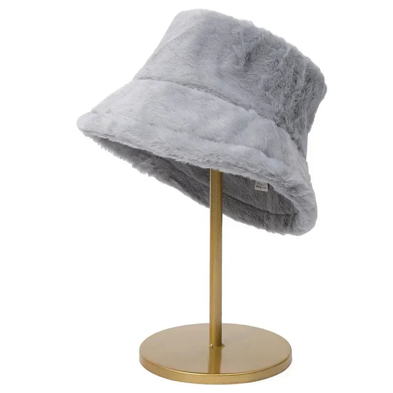 Warm Winter Faux Fur Bucket Hat for Women - Halri